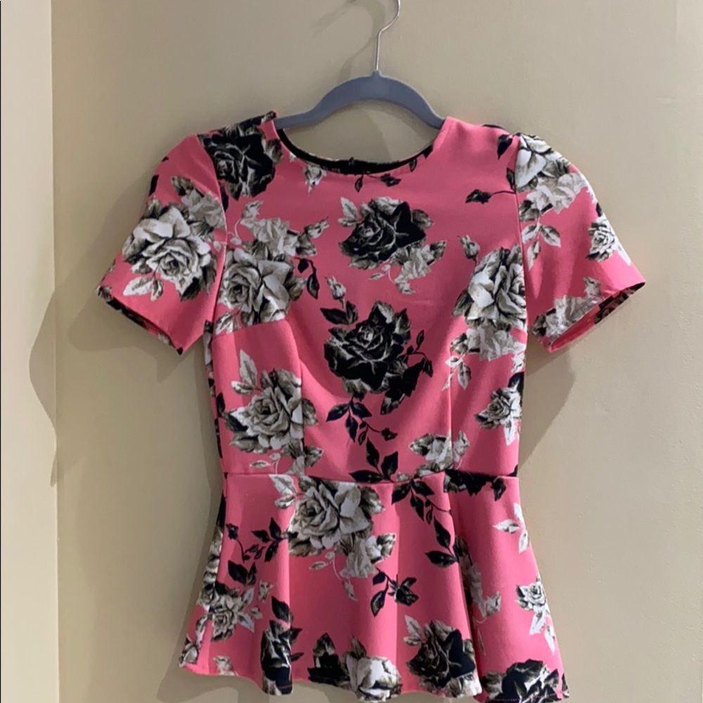 Pink Peplum Floral Top